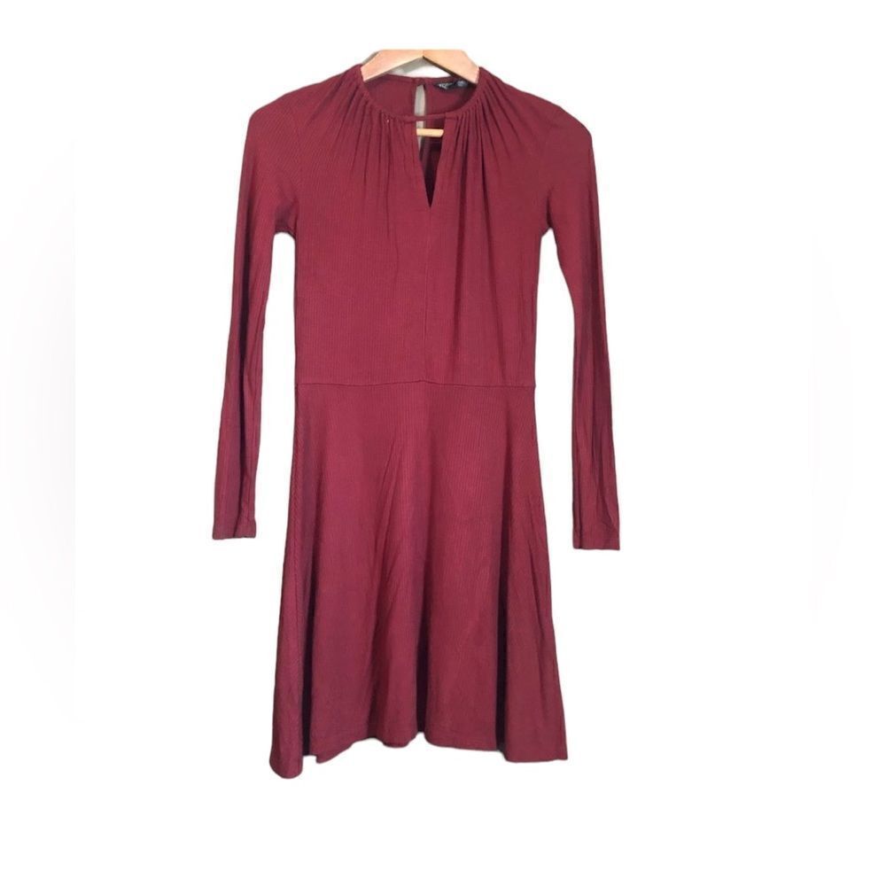 ‎Top shop red/ burgundy long sleeve dress